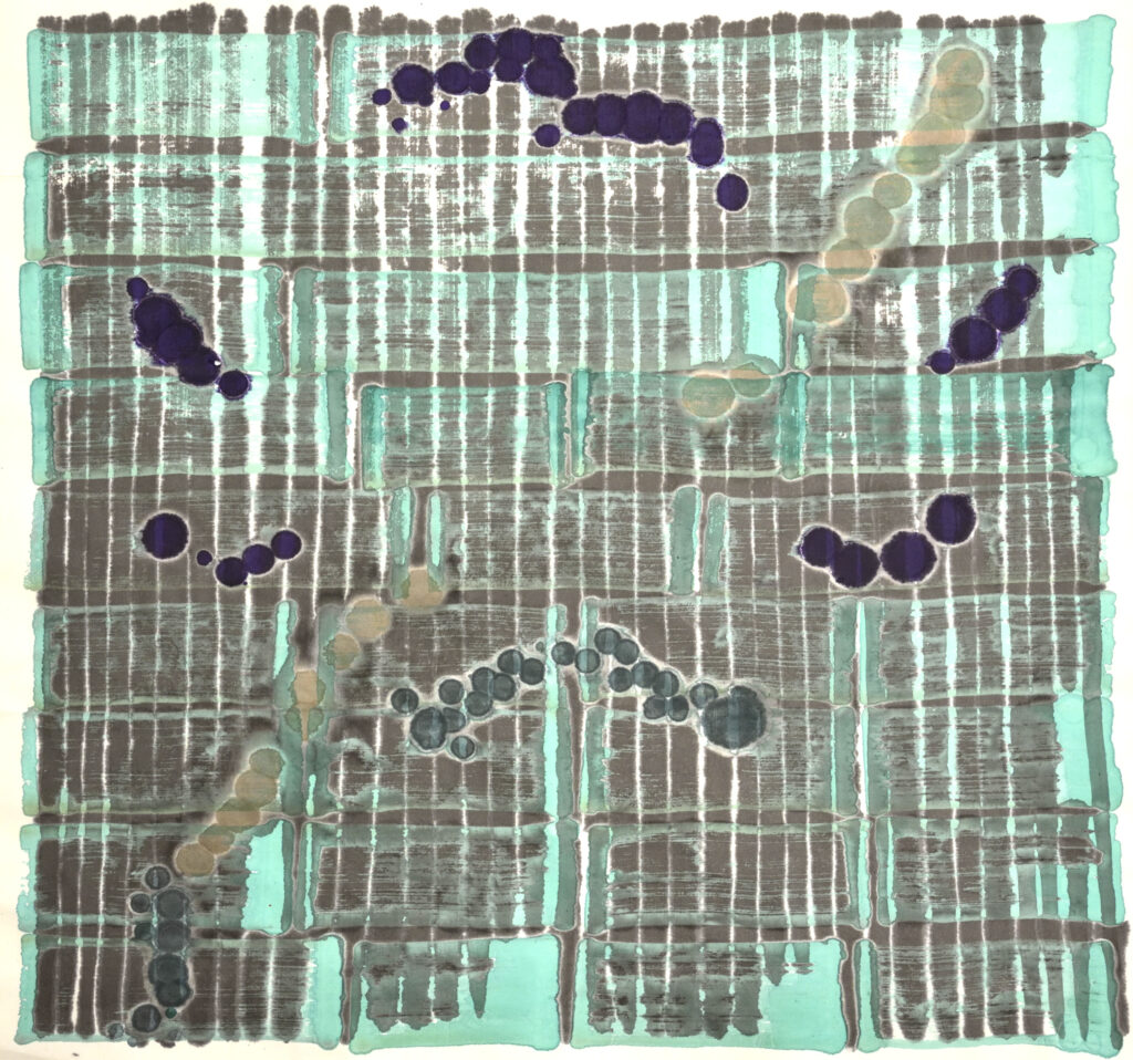 aus: Perlen am Wegesrand, japan.+deutsche Tusche auf Reispapier, Formate 70x70 cm, 2021