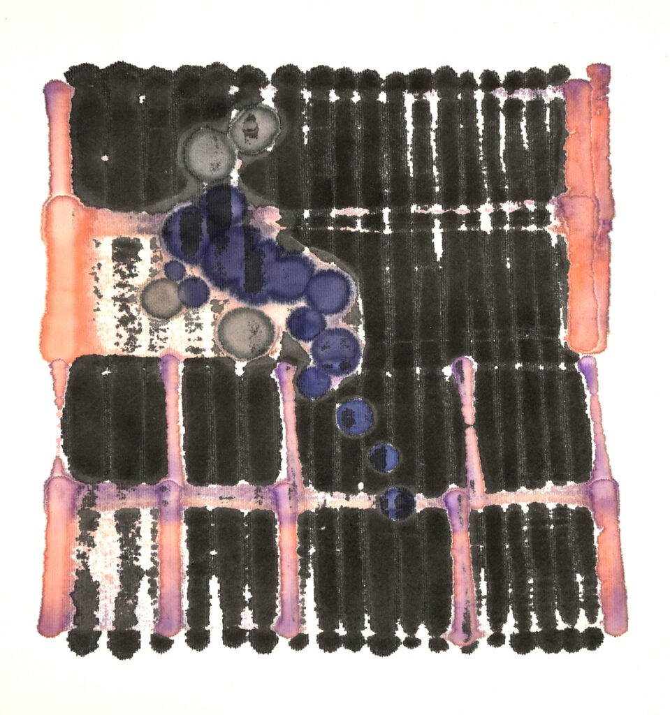 
aus: Perlen am Wegesrand, japan.+deutsche Tusche auf Reispapier, Formate 25x25 cm, 2021