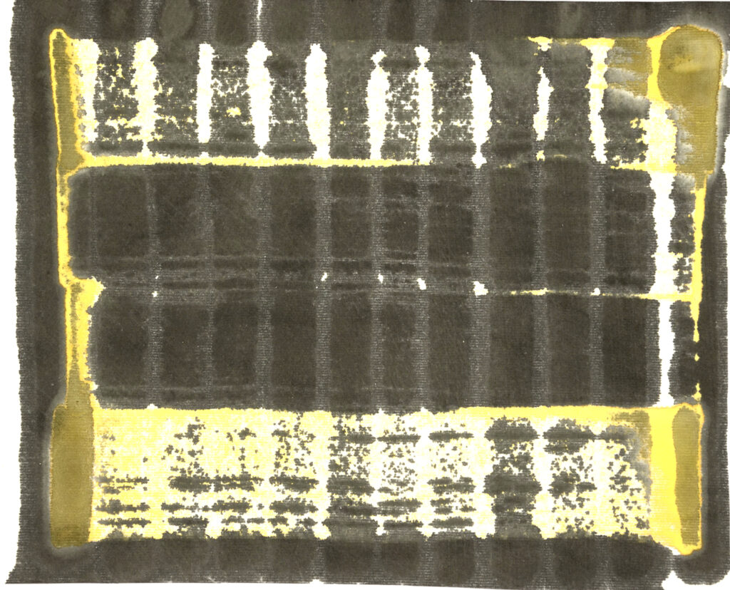 aus: Linienverband, japan.+deutsche Tusche auf Reispapier, Formate ca. 15x20 cm, 2021
