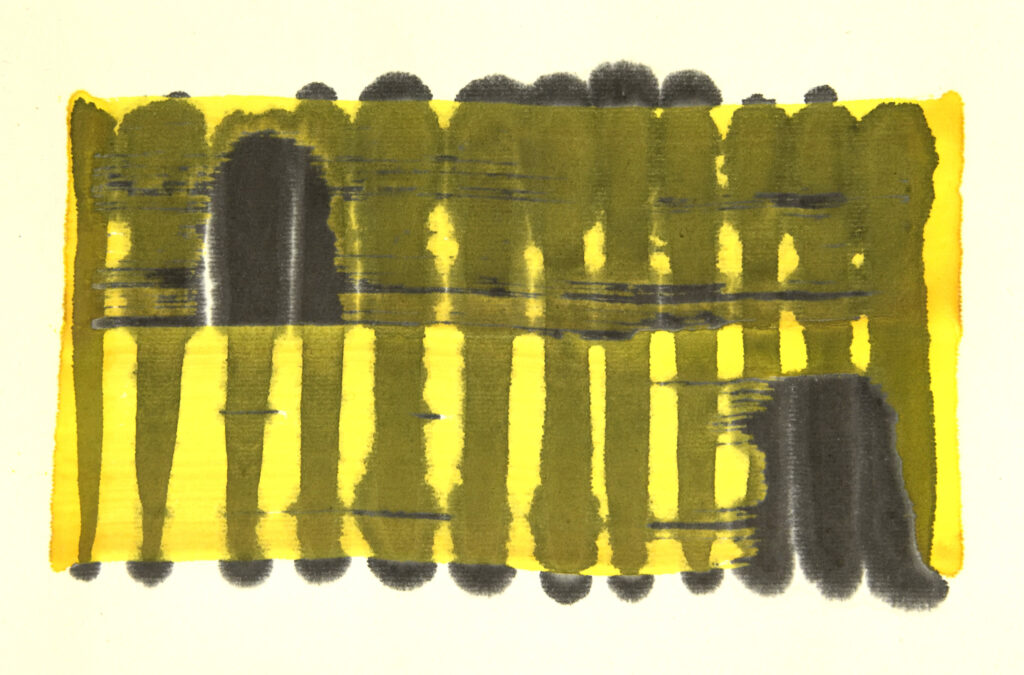 aus: Linienverband, japan.+deutsche Tusche auf Reispapier, Formate ca. 15x20 cm, 2021